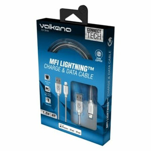 Volkano Iron Series Round Metallic Spring MFI Lightning Cable 1.2m -